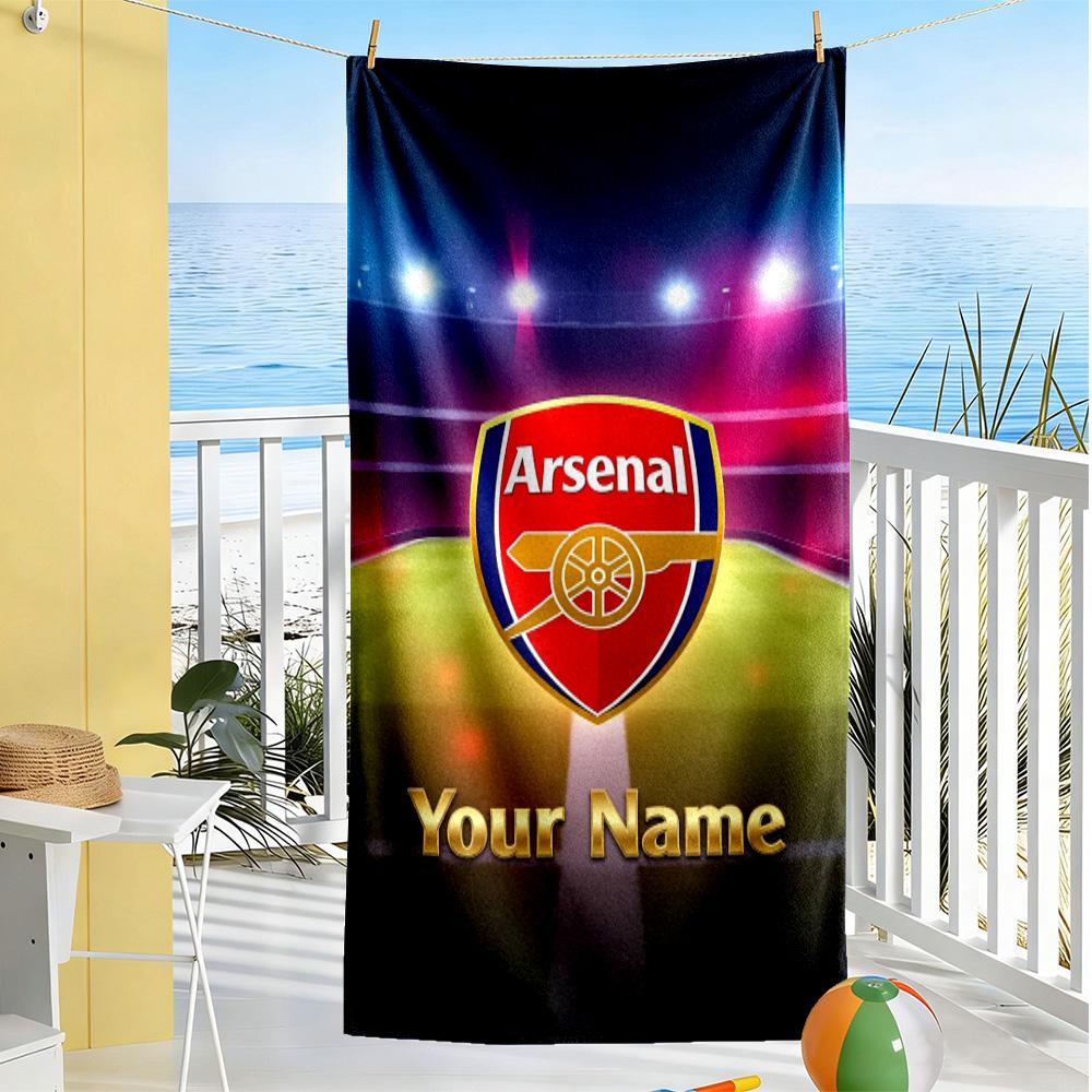 Arsenal F.c. Customize Your Name Beach Towel Super Soft Microfiber Quickdry Fabric