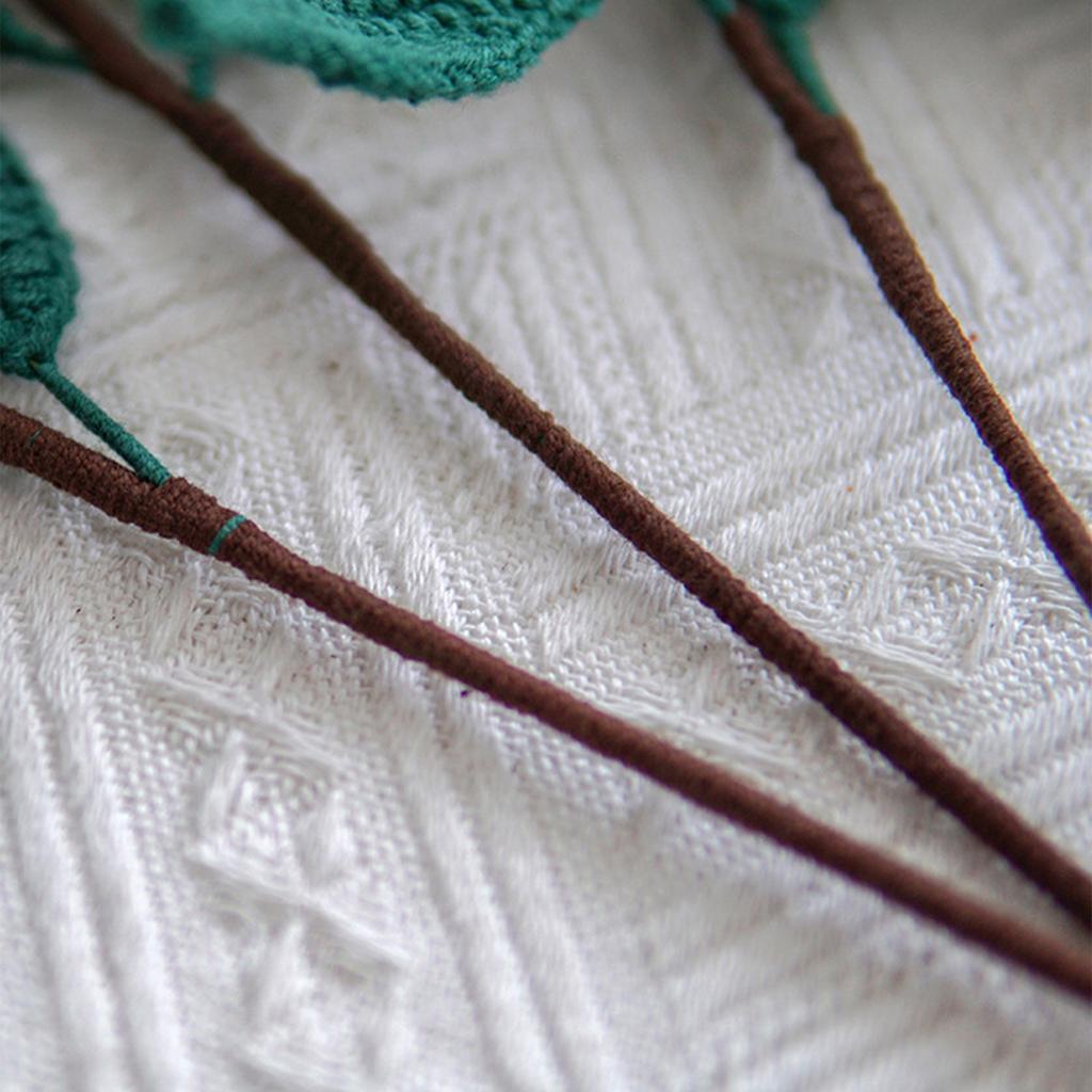 Camellia Hand-Woven Finished Eternal Flower Crochet Yarn Fake Flower Simulation Flower Knitted Ornaments Decorative