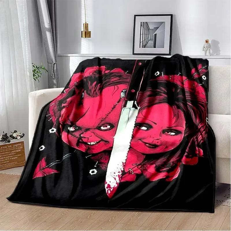 3D Horror Movie Character Chucky Saw Cartoon Area Blanket Fashion Soft Cozy Living room Bedroom Sofa Bed Travel Blanket