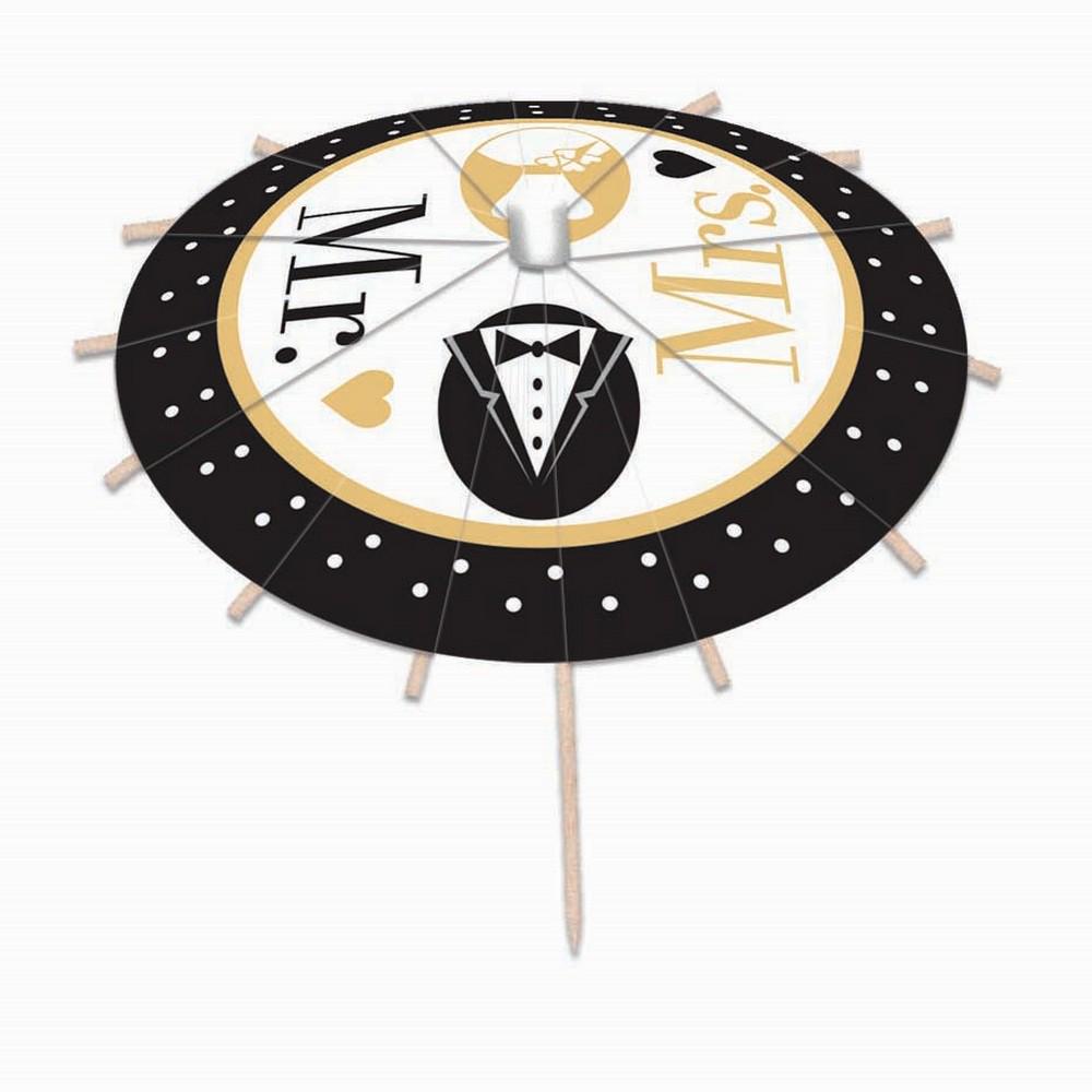 Buy Bristol Novelty Mr and Mrs Cocktail Drink Umbrella (Pack of 12