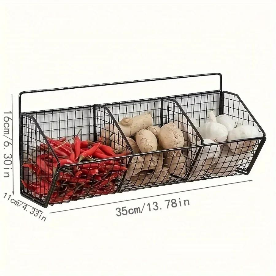 Grid Kitchen Organizer Basket Wall Mounted Tableware Drainboard Functional Fruit Vegetable Storage Home Kitchen Accessories