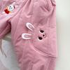 Men's, Women's, and Children's Warm Cotton Pants with Little Bear and Rabbit Design, Featuring 3D Ears - Style 9085 for Autumn/Winter.
