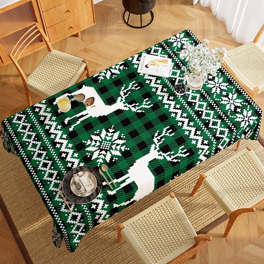 Stylish Green And Black Tableclothkitchen Restaurant Tablecloth Outdoor Picnic Tablecloth Holiday Party Decoration