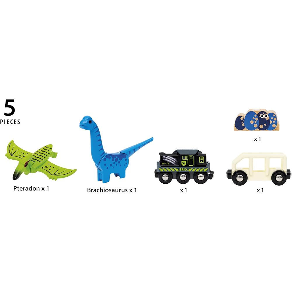 Brio Dinosaur Battery Train 36096 Wooden Toy for Ages 3 and Up Educational Play Vehicle