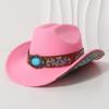 Embroidered Patch Double-curved Cowboy Hat for Men and Women, Fedora, Jazz Hat, Riding Hat, Western Cowboy Hat with Upturned Brim