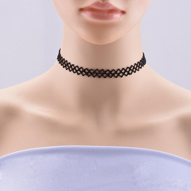 Black Diamond Lace Choker Necklace for Women