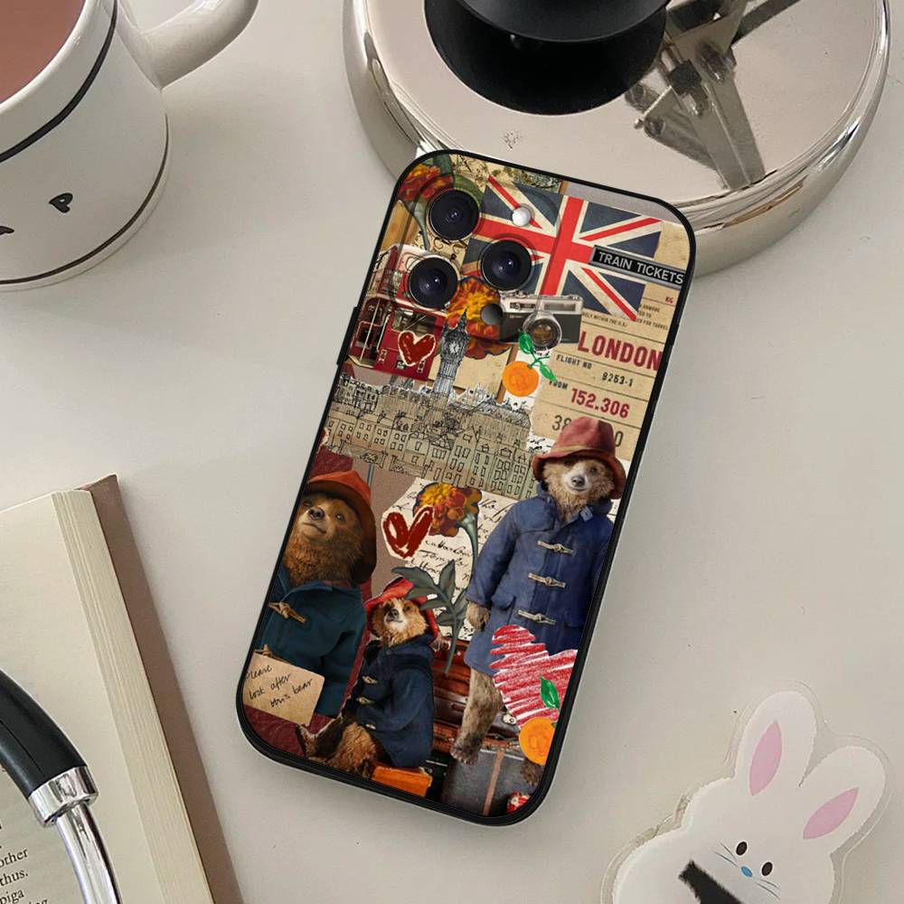 

P-Paddington Bear Phone Case For IPhone 17 16 15 14 13 12 11 X XR XS Plus Pro Max Mini Soft Black Cover iPhone13mini