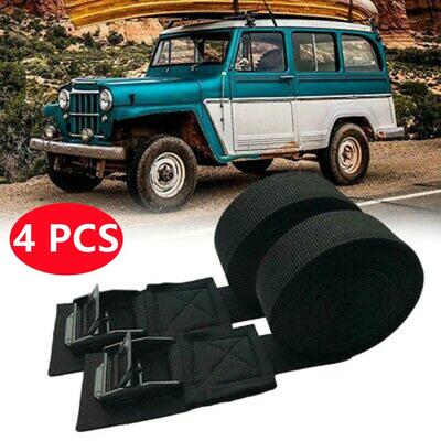 Tie Down Buckle Car Roof Rack Luggage 4PCS 9.8ft Black