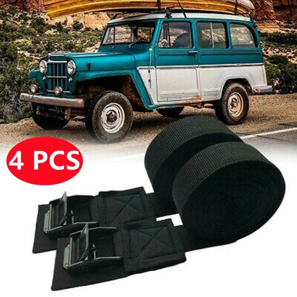 Tie Down Buckle Car Roof Rack Luggage 4PCS 9.8ft Black