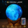 15Cm 16 Colors 3D Printing Remote Controlled Dimmable Rechargeable Moon Light Lamp Touch Control Lunar