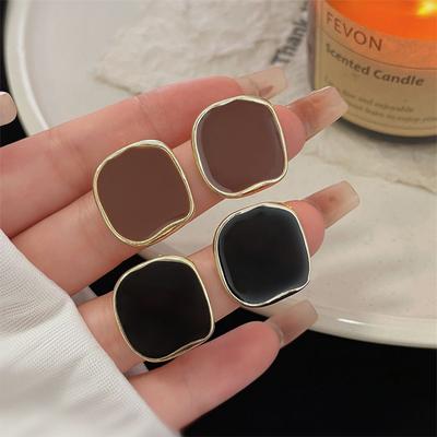 Square Black Brown Color Korean Style Stud Earrings for Women New Fashion Jewelry Earing Simple Female Party Earring Gifts