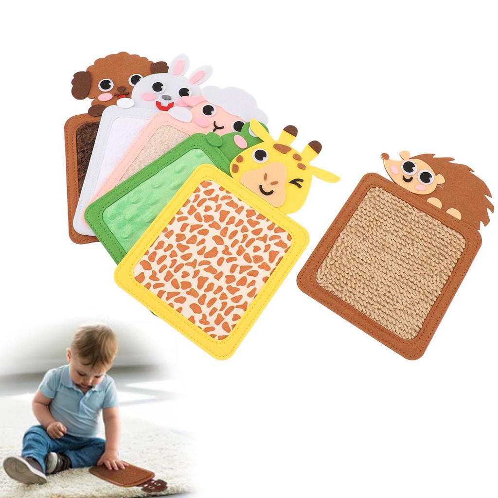 6 Stück Sensorische Matten für Autistische Kinder Texturierte Spielerische Lernspielzeuge Niedliche Tiere Sensorische Fliesen für Wand Kleinkinder