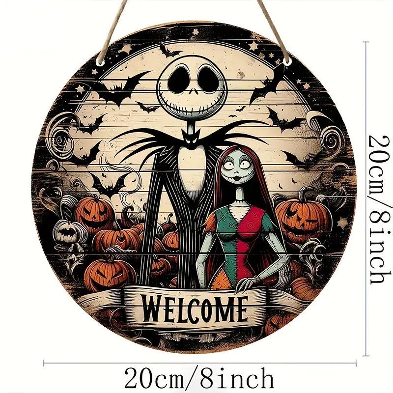 Pumpkin Wood Sign: Halloween Round Craft Door Pendant