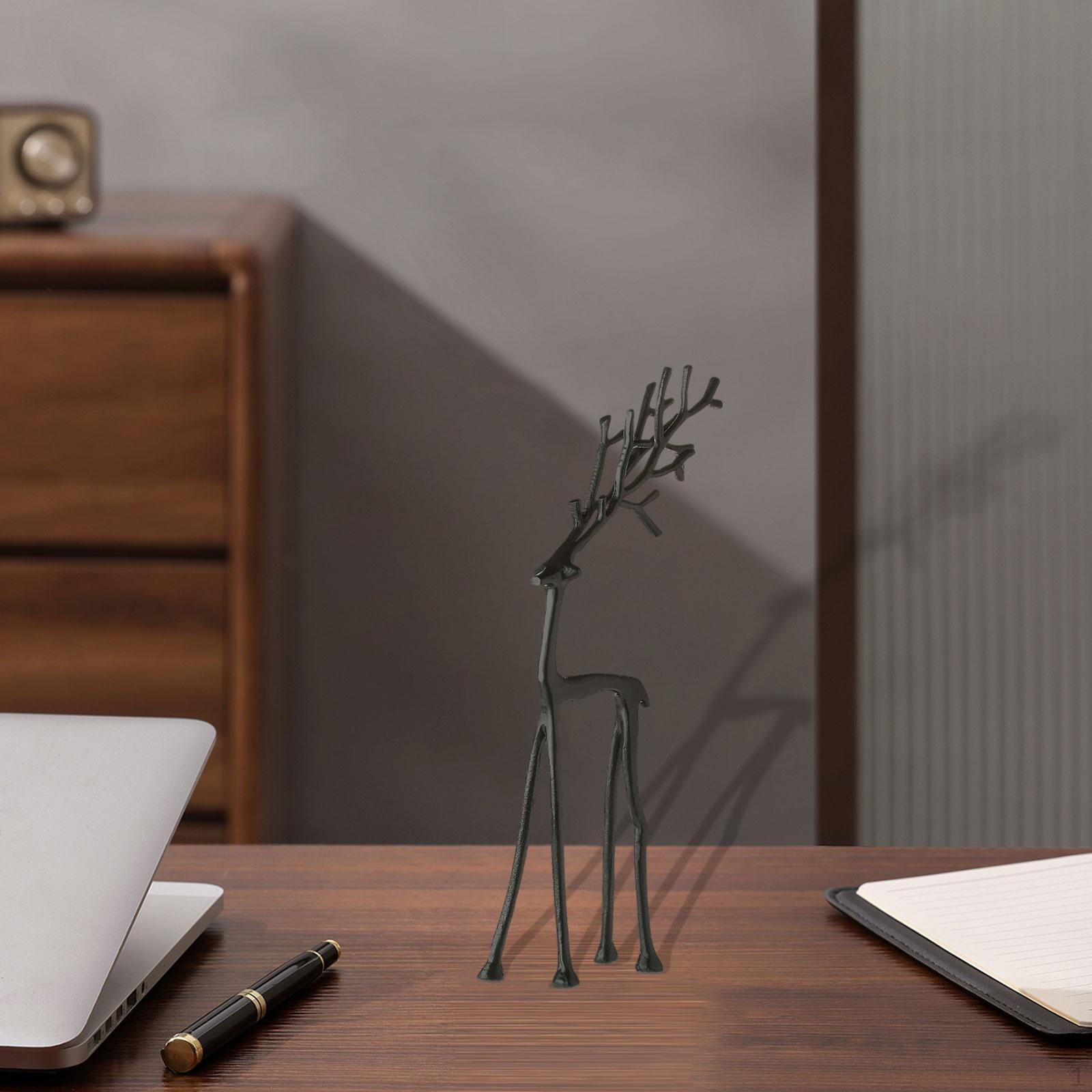 

Black Decorative Deer Figurine, Ornaments for Desk, Garden, Office, Cabinet, Outdoors Style A