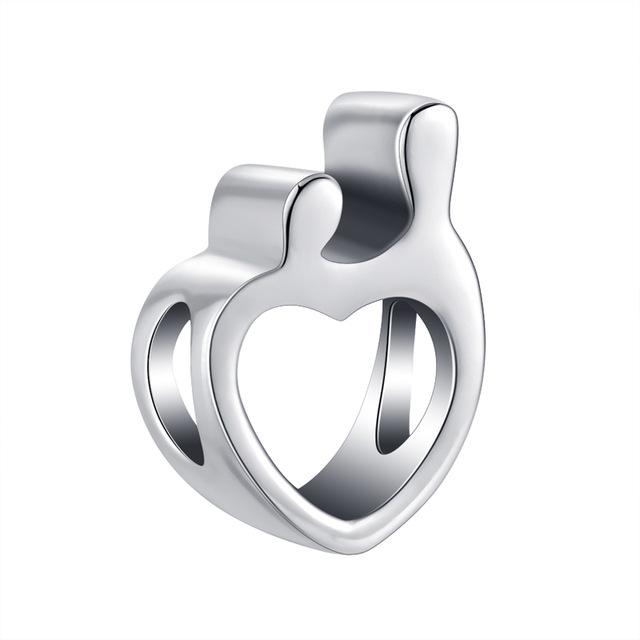 New 925 Silver Pink Heart Envelope Pendant Bead Charm Bracelet Necklace Jewelry Accessories for Women Girls