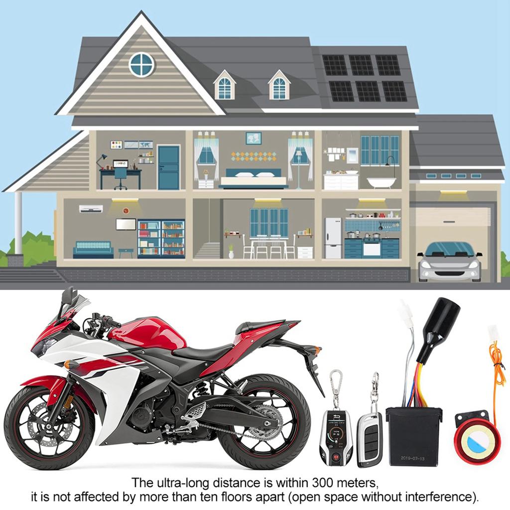 105125dB Motorcycle 2 Way Remote Alarm Horn Waterproof Security System with Engine Start