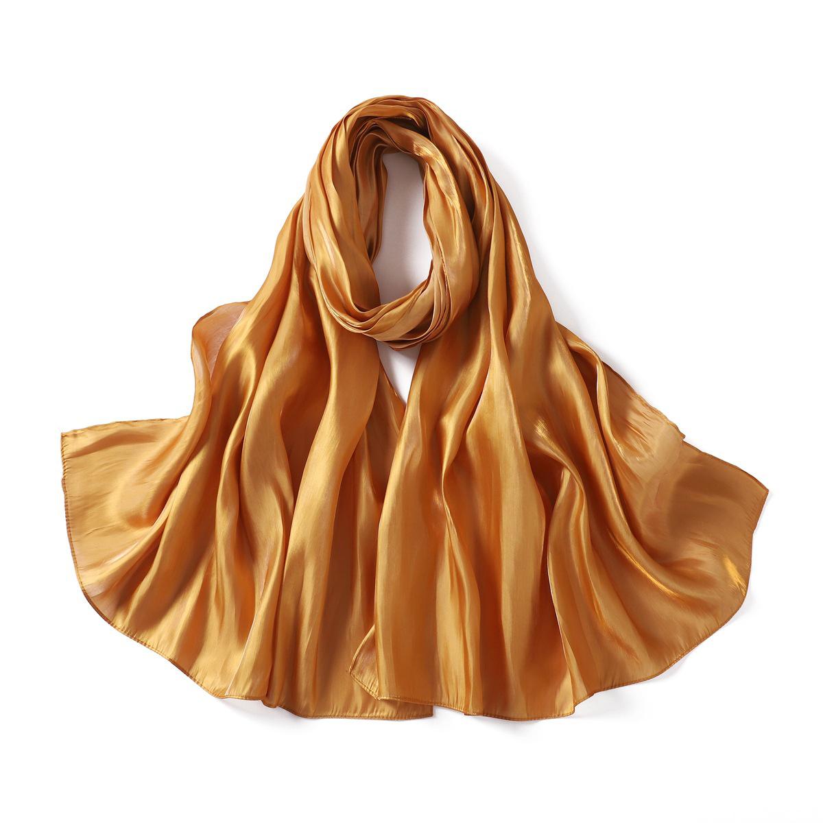 

New Summer Shiny Satin Women Scarf Girls Solid Color Sunscreen Scarves Soft Foulard Shawl Casual Autumn Female Wrap Shawls имбирный