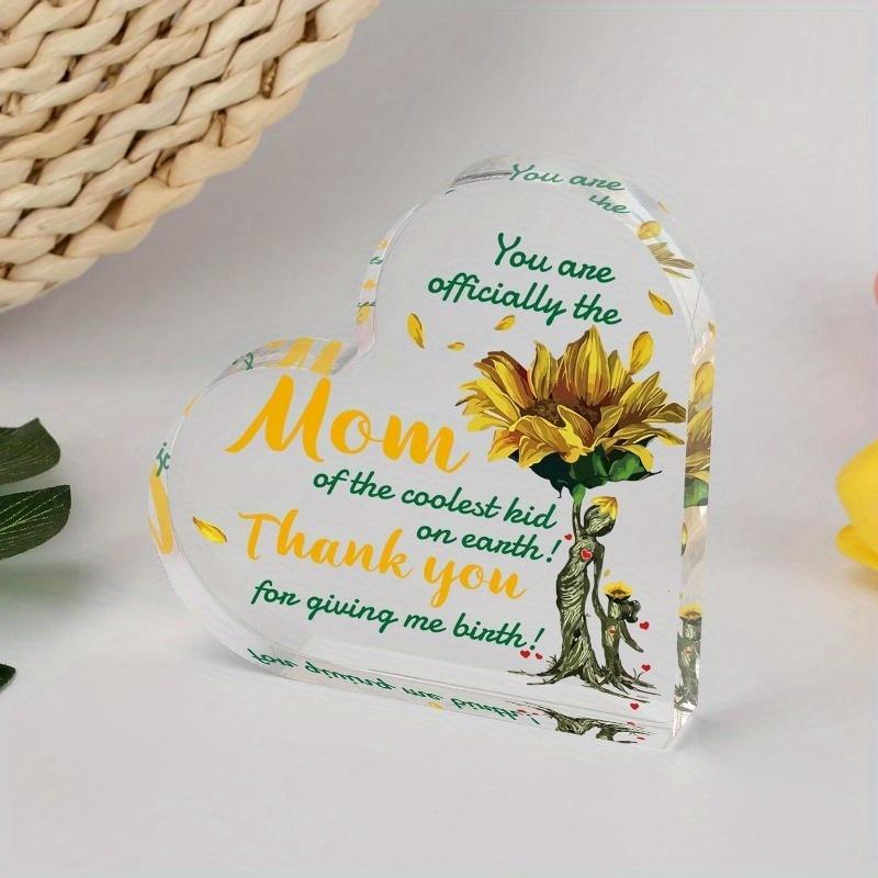 Mom Gift Acrylic Heart Keepsake Sign for Home Office Table Decor Heart Acrylic Paperweight Gift Presents for Mom