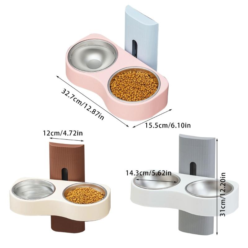 Cats Bowl Wall Mounted Dogs Eatting Bowl with Double Bowl Protect Neck Bowl X3UC