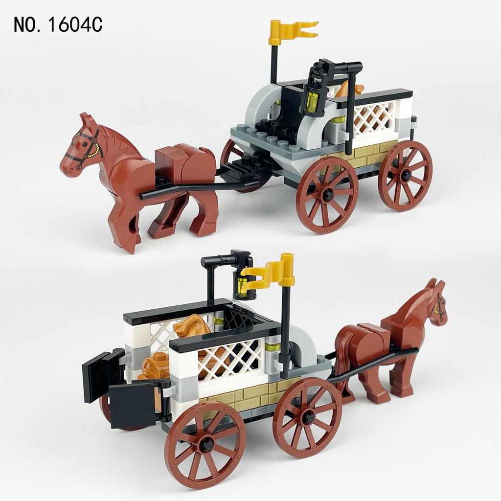 Jinzhi Royal Carriage, Horse Robe, Gun Barrel, Prisoner Cart Series, Small Particle Assembled Model Building Block Toy