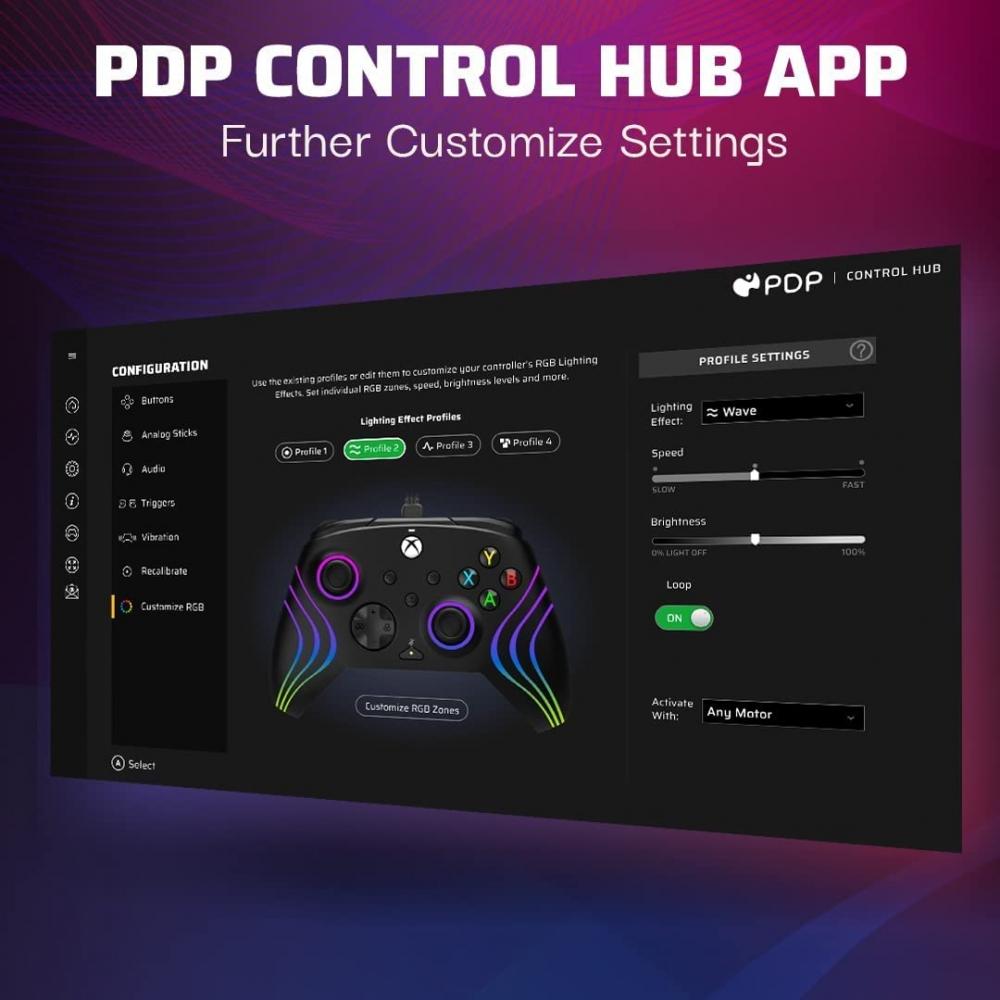 Afterglow Wave LED Wired Controller PDP Afterglow Wave LED Wired Controller for Xbox Series XS - Black [Xbox Officially Licensed Product]