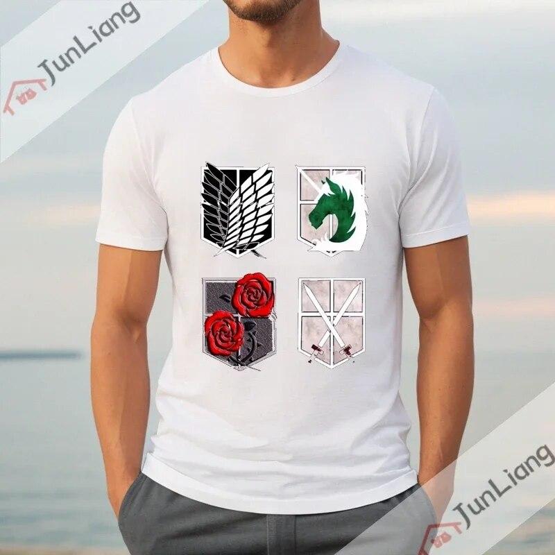 

Топы Attack on Titan Y2k с графическим принтом, аниме, японская одежда унисекс, футболка с героями мультфильмов, футболка с короткими рукавами, уличная одежда, футболки 4XL