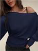2026 Autumn/Winter European American Off-Shoulder Knit Sweater - Women's Solid Color Pullover, Long Sleeve Top