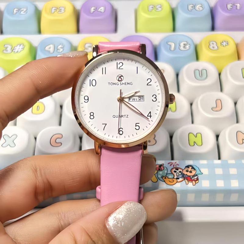 

Children s cartoon girl girl luminous leather watch female cute cute girl waterproof quartz watch розовый
