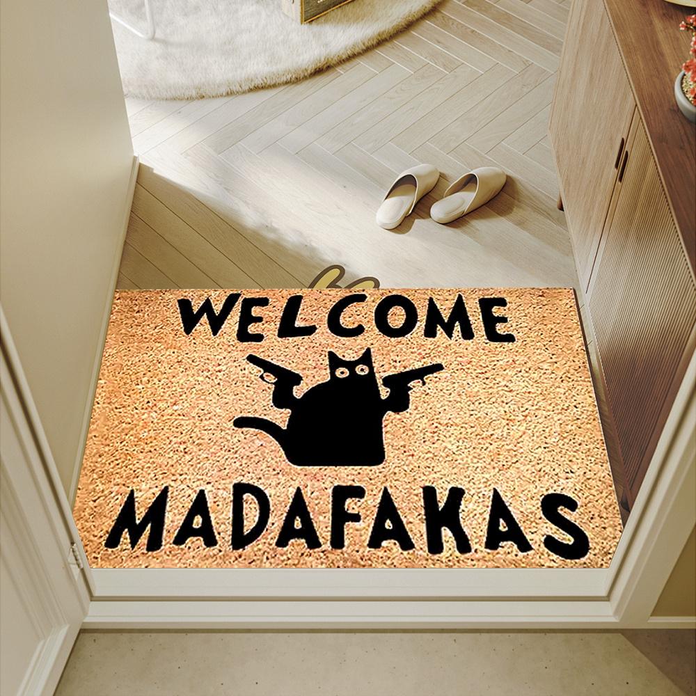 

Забавный узор с черными кошками Фланелевые напольные коврики с нескользящей функцией подходят для прихожих, ванной комнаты, ковриков-приветствий 40x60cm