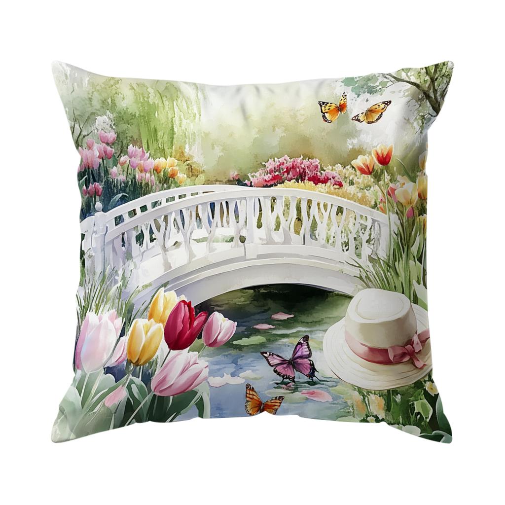 Spring Garden Cushion Pillowcase Printed Polyester 40/45/50cm Throw Pillowcover Decorative Sofa Cushion Pillowslip Home Decor