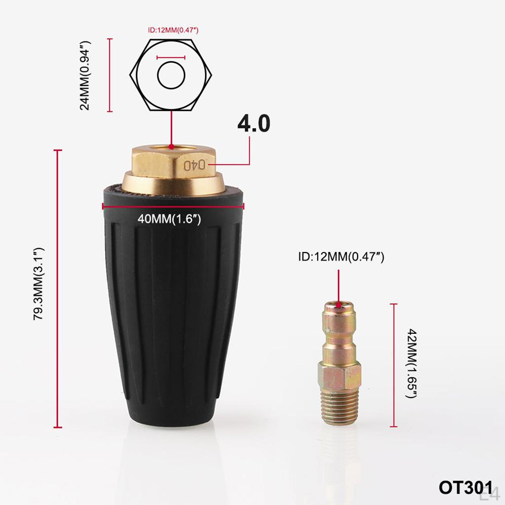 Rotating Nozzle for Pressure Washer 3600PSI 2.5GPM-4.0GPM 1/4 Inch