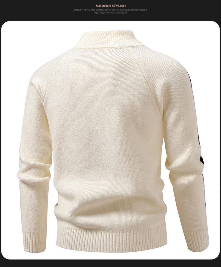 2025 Winter Men's Korean Style Half-Zip Stand Collar Knit Pullover, Plus Size Casual Base Layer