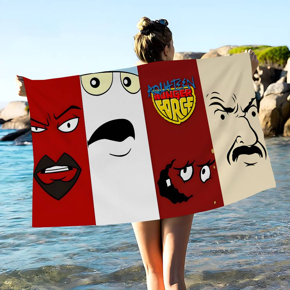 Cartoon A- AquaS Teen Hunger Force Große Mikrofaser Strandtücher Schnelltrocknendes Handtuch Sandstrandtücher Handtuch für Pool Reisen Schwimmen