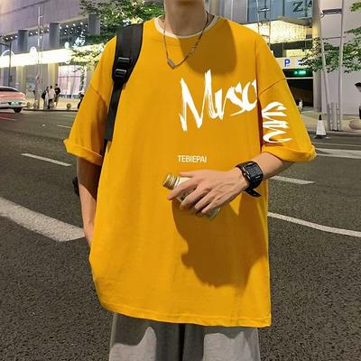 Amerikaans Letterprint Korte Mouw Top Heren Hoge Kwaliteit Casual Oversized Losse Pasvorm T-shirt Zomer Koppel Halve Mouw