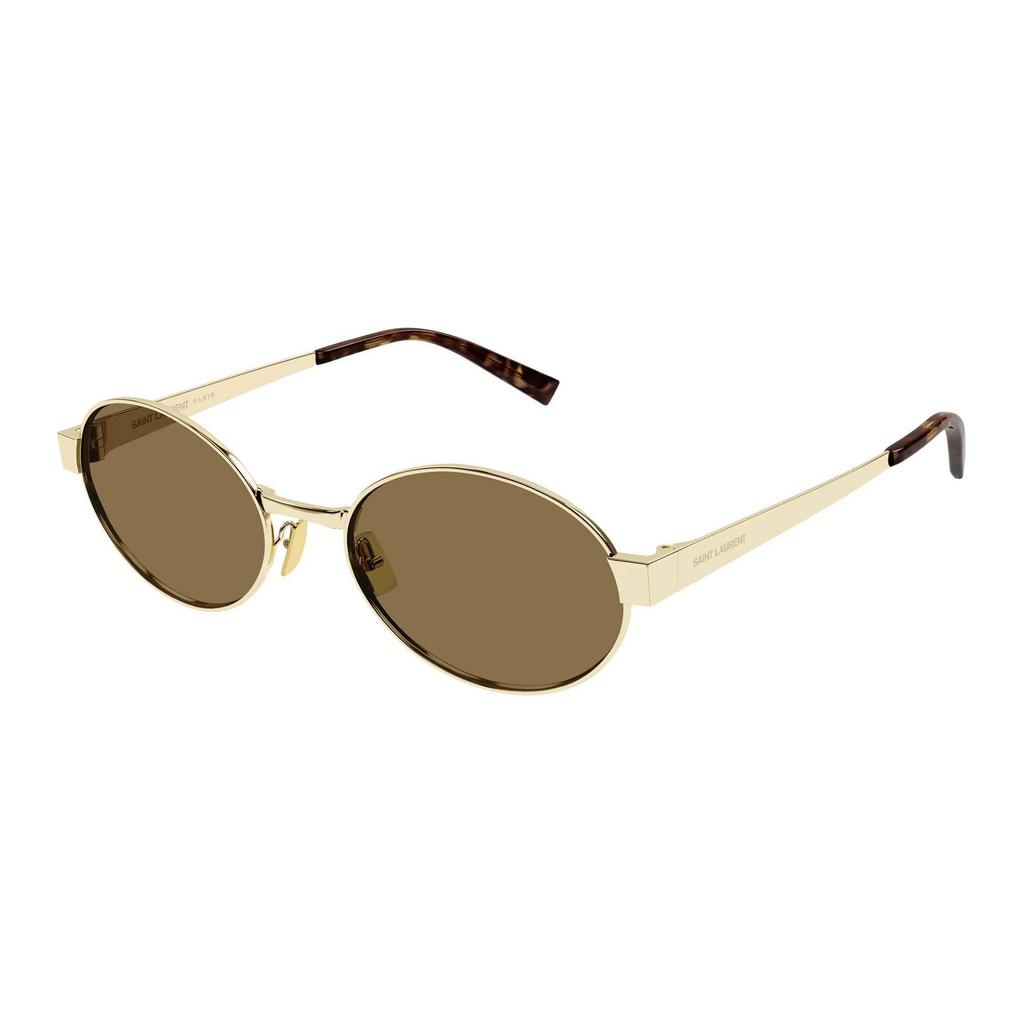 Saint Laurent Logo Oval Sunglasses Women Sunglasses Gold 26225869