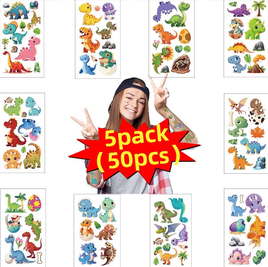 10Pcspack Cartoon Dinosaur Tattoos Stickers Cute Birthday Party Temporary Tatt-Oos Sticker Funny Christmas Gift Toy