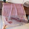 Elegant Long Embroidered Silk Feeling Scarf Women'S Fashion Spring New Style Shawl Wrap Outerwear Trendy Floral Pattern Stylish
