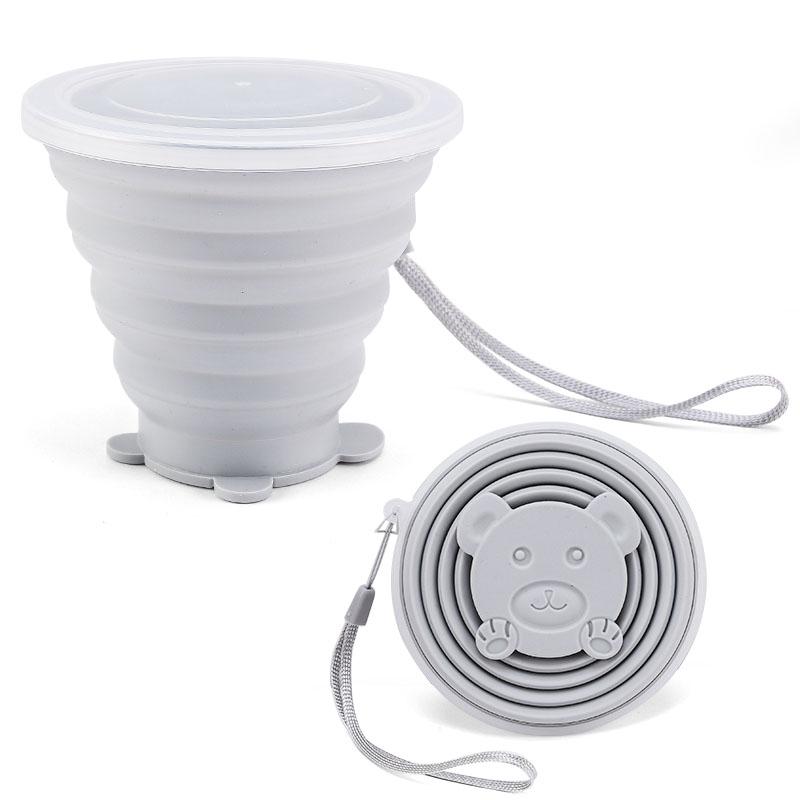 Folding Cup 180ml Food Grade Silicone Water Cup Portable Silicone Retractable Environmental Friendly Drinkware серый