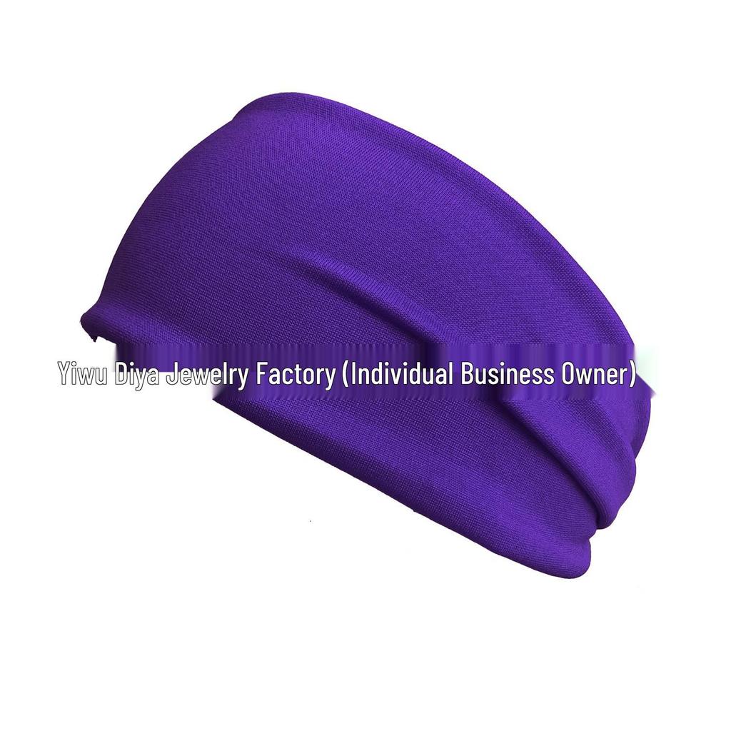 Unisex Elastic Sports & Yoga Headbands, Sweat-Absorbing Cotton Hair Accessories, Solid Colors