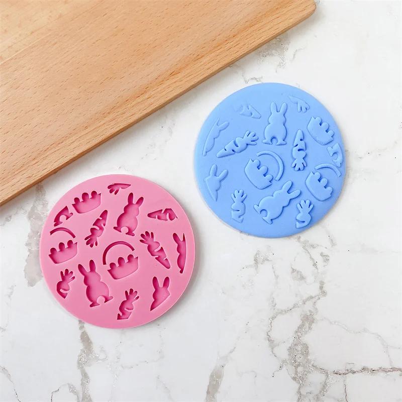 9Pcs Easter Bunny Cookie Cutters Jar Sauce Chocolate Stamp Mold Rabbit Egg Biscuit Fondant Embosser Mold Cake Decor Baking Tools