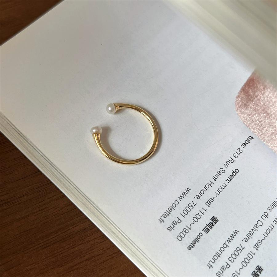 Butterfly Bamboo Zircon Pearl Ring Light Luxury Unique Foreign Style Open Ring Tail Ring