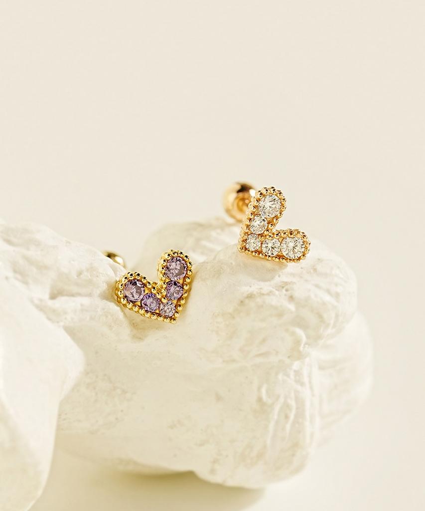Minimalpiercing 14K Bling Lovely Heart Piercing Earrings