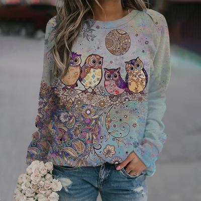 Women's Casual Hoodie Fashion Print Sweatshirts Long Sleeved T-shirt O Neck Hoody Women Hoodies Female Autumn Tops