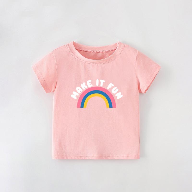 European-Style Girls' Summer Cartoon T-Shirt - Short Sleeve, Round Neck, for Kids