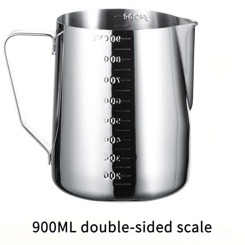 Cafetera artesanal de acero inoxidable con escala interior y exterior, jarra para café con leche tipo olécranon.