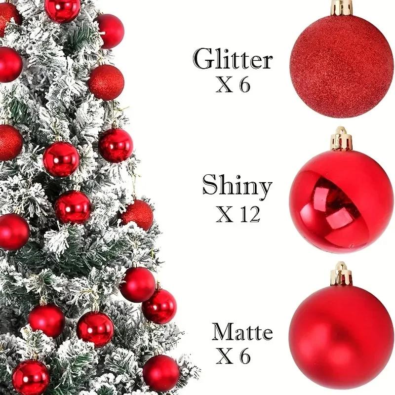 24Pcs 4cm Christmas Balls Ornaments for Xmas Christmas Tree Shatterproof Christmas Tree Decorations Hanging Ball for Holiday