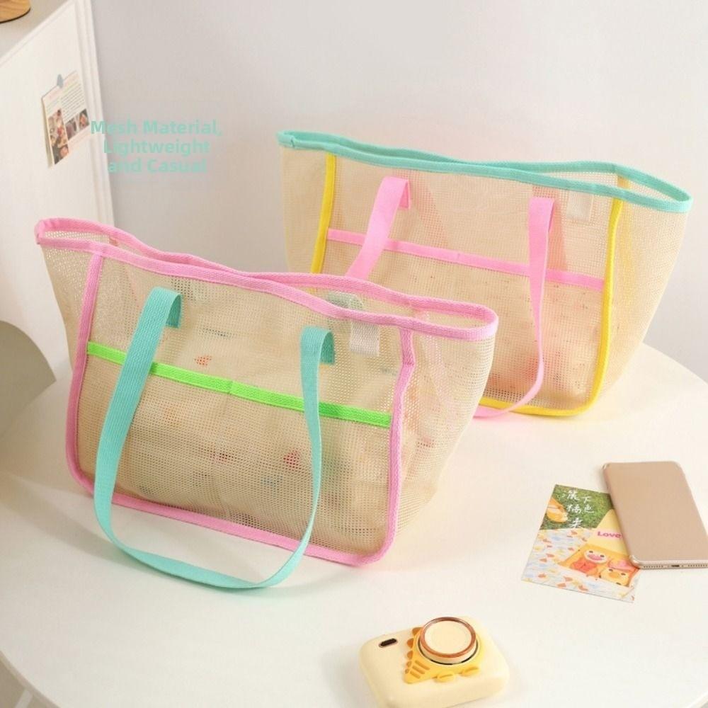 Breathable Shower Tote Bag Foldable Beach Storage Bag Durable Mesh Beach Bag Swimming Pool