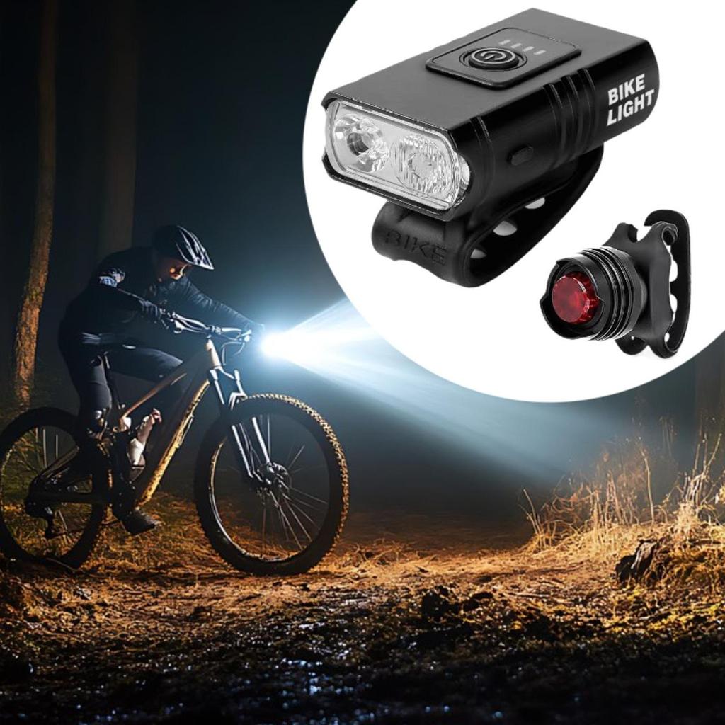 Bicycle Front and Back Rear Light 2 LED Bike Headlight Taillight Set Lights for Cycling