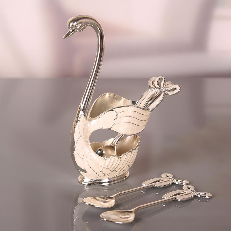 European Retro Coffee Spoon Creative Cygnus Stirring Spoon Mini Dessert Spoon Household Exquisite High-end Fruit Fork