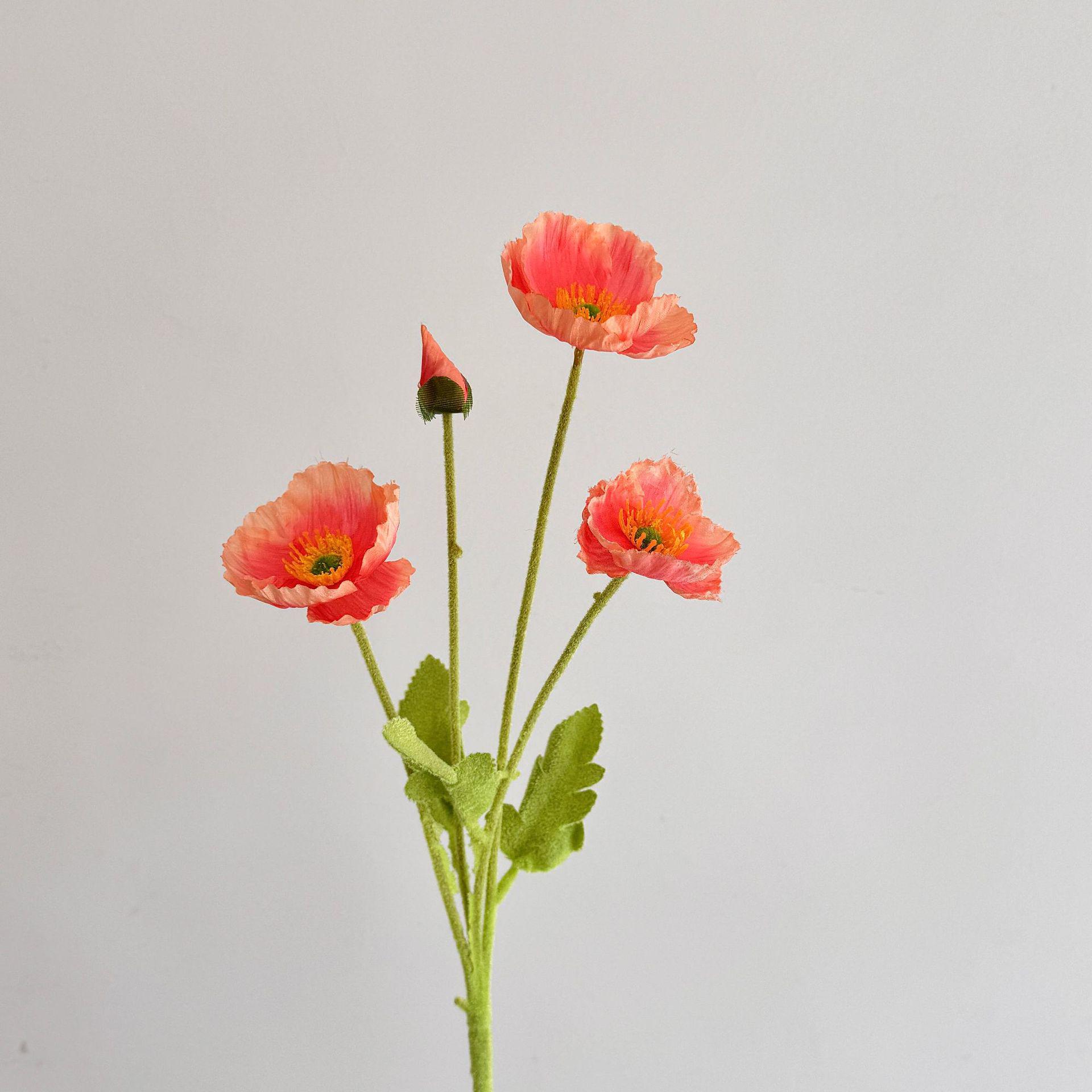Luxury Poppy Silk Flower Bouquet: Indoor Decor & Photography Prop